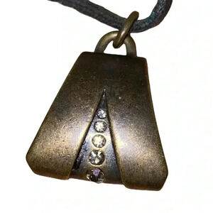 7 for All Mankind Gold Bronze Rhinestone Leather Cord Necklace